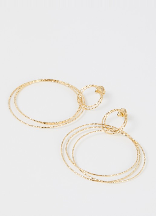 LOTT. gioielli Triple Hoops XL oorstekers verguld - detail goud