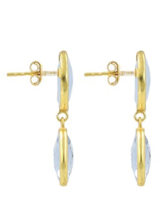 LOTT. gioielli Two Framed Stones with Pin Anya oorstekers vergul - detail lichtblauw