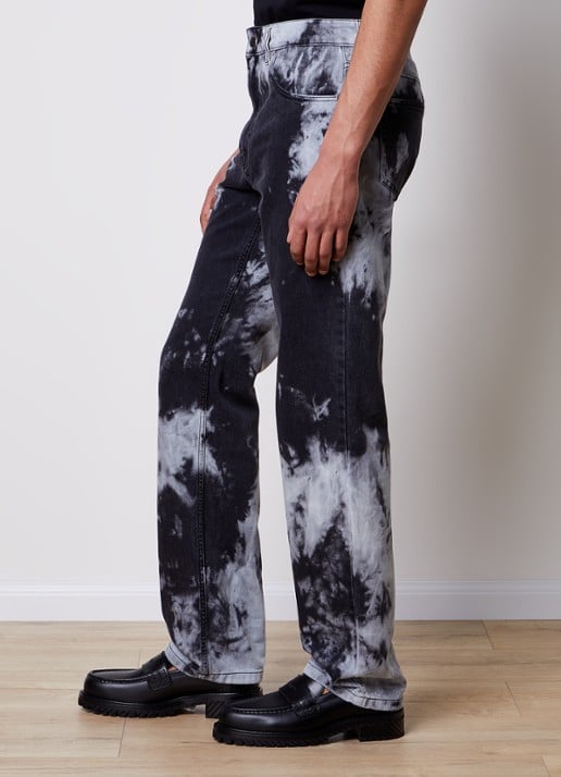Louis Gabriel Nouchi Straight leg jeans met tie-dye dessin - detail 2 lichtgrijs