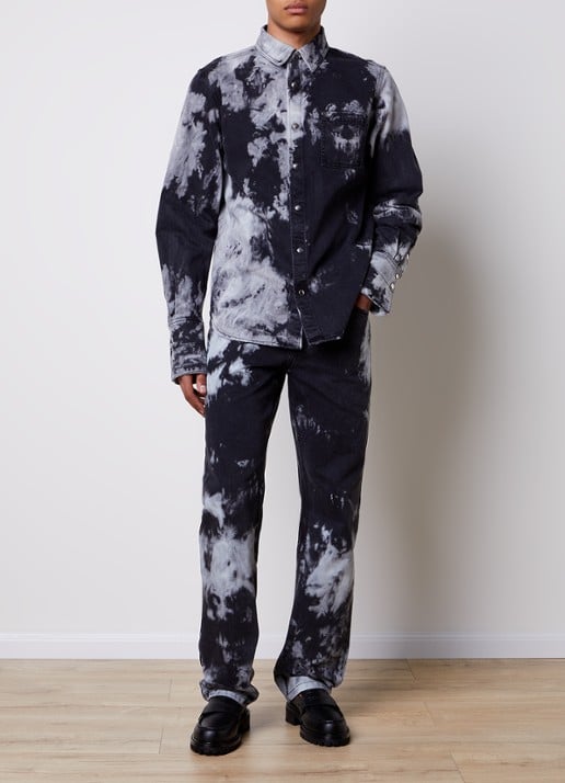 Louis Gabriel Nouchi Straight leg jeans met tie-dye dessin - voorkant 5 lichtgrijs
