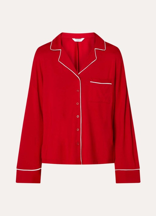 Lounge Alpine Dreams pyjamatop met V-hals - voorkant 3 rood