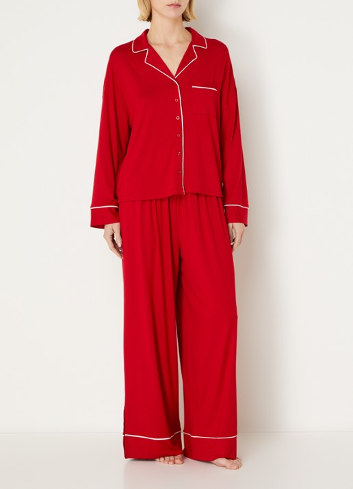 Lounge Alpine Dreams pyjamatop met V-hals - voorkant 4 rood