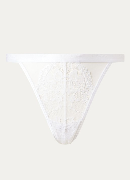 Lounge Blossom tanga met logoband - voorkant 4 wit