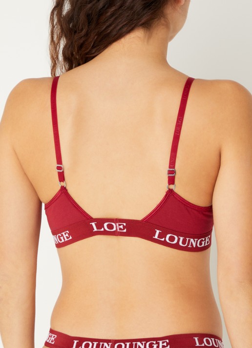 Lounge Bralette met logoband - achterkant 5 bordeauxrood
