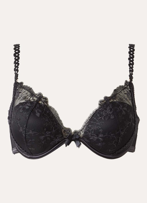 Lounge Evoke push-up bh met overlay van kant - voorkant zwart