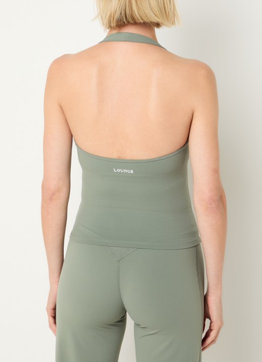 Lounge Haltertop met logo - achterkant 3 groen