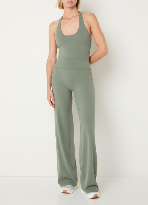 Lounge High waist loose fit legging met logo - voorkant 2 groen
