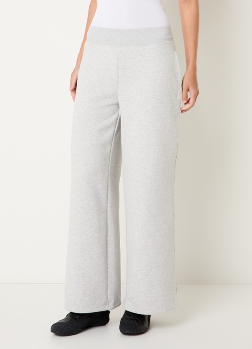 Lounge Mid waist wide fit joggingbroek met steekzakken - detail grijs
