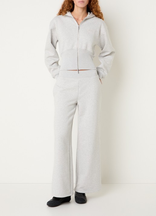 Lounge Mid waist wide fit joggingbroek met steekzakken - voorkant 4 grijs