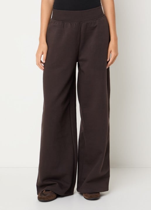 Lounge Mid waist wide fit joggingbroek met steekzakken - detail 4 chocoladebruin