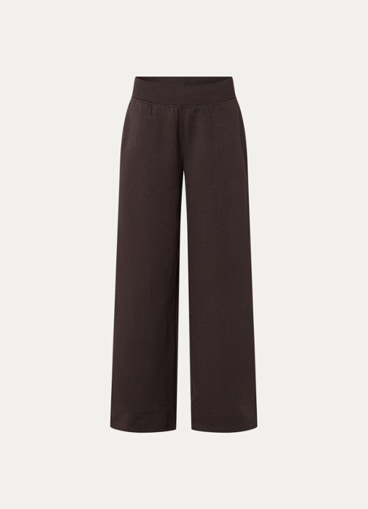 Lounge Mid waist wide fit joggingbroek met steekzakken - voorkant chocoladebruin