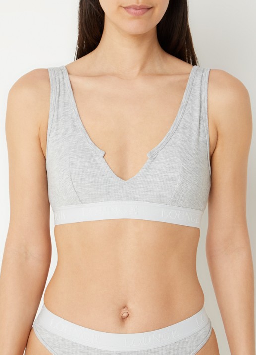Lounge Push up up bralette met logoband - voorkant 2 grijs