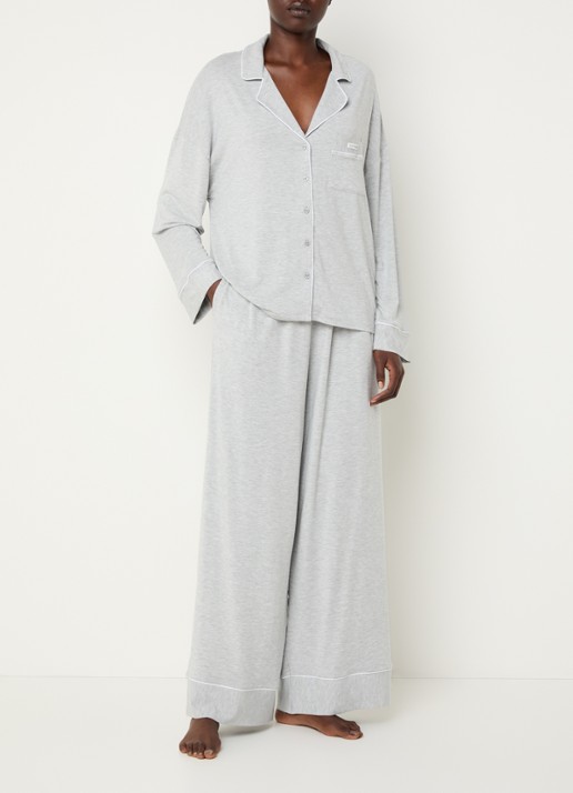 Lounge Pyjamabroek met logo - voorkant 2 grijs