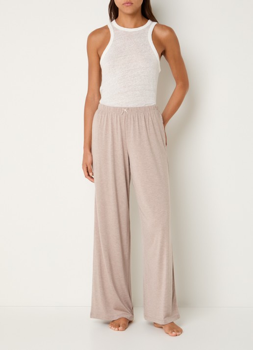 Lounge Pyjamabroek met strikdetail - voorkant 2 bruin