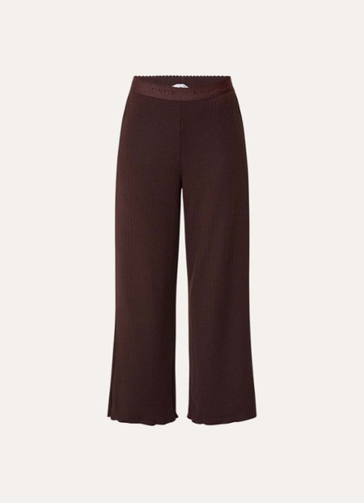 Lounge Pyjamabroek met structuur - voorkant 2 donkerbruin