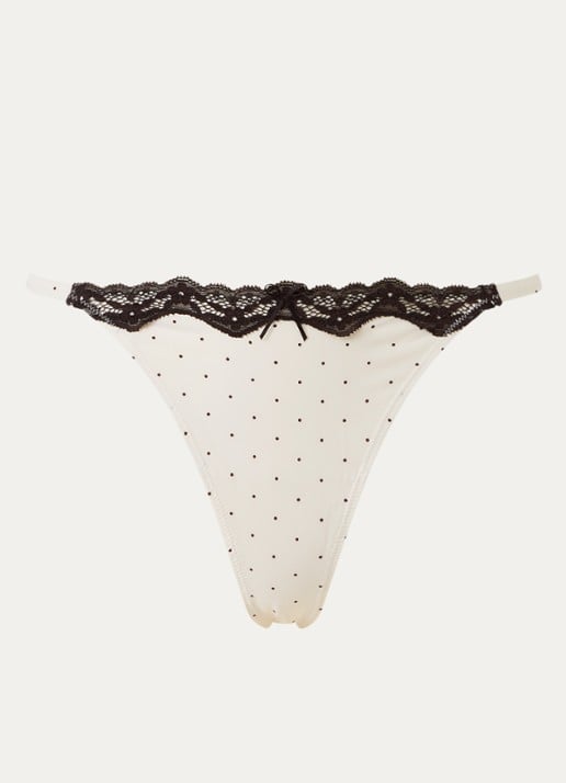 Lounge Reve string met stippenprint en kant