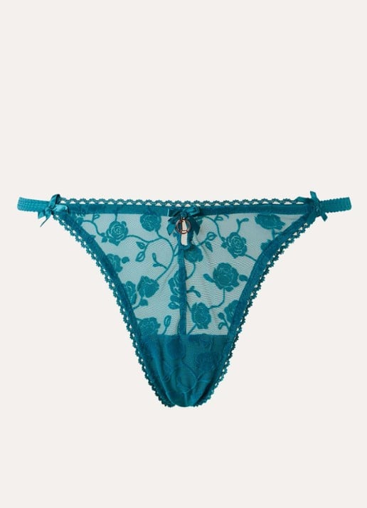 Lounge String van mesh met flockprint - voorkant 4 zeegroen