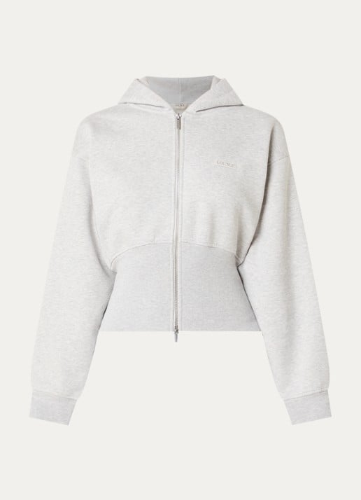 Lounge Sweatvest met logo en capuchon - voorkant 4 grijs
