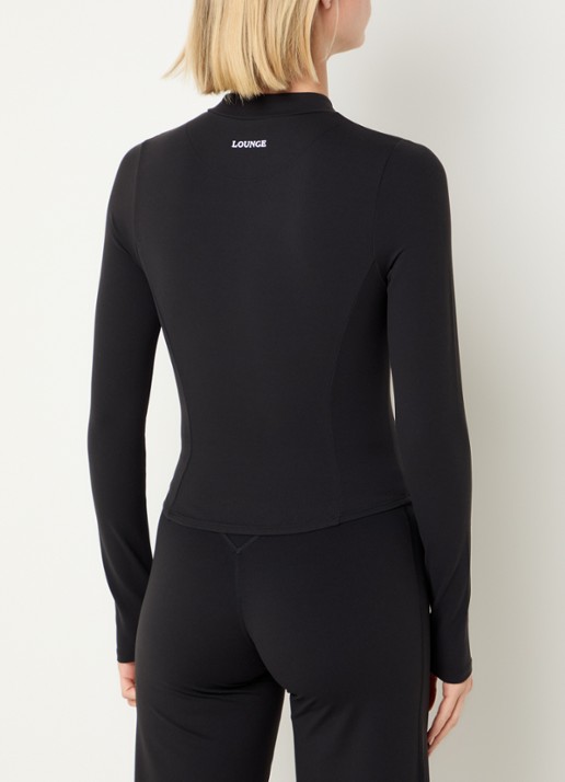 Lounge Sweatvest met opstaande kraag - achterkant 2 zwart