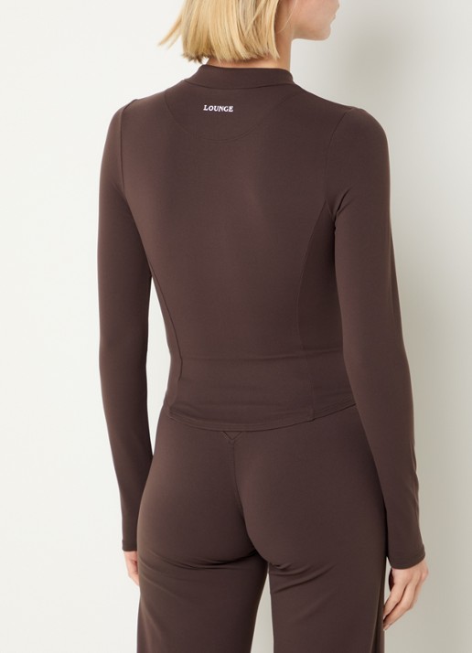 Lounge Sweatvest met opstaande kraag - achterkant 3 bruin
