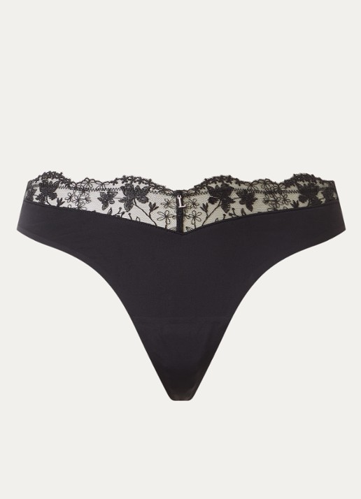 Lounge Tanga met kant - voorkant zwart