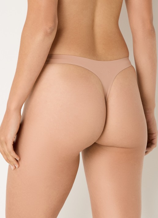 Lounge Tanga met kant - achterkant beige