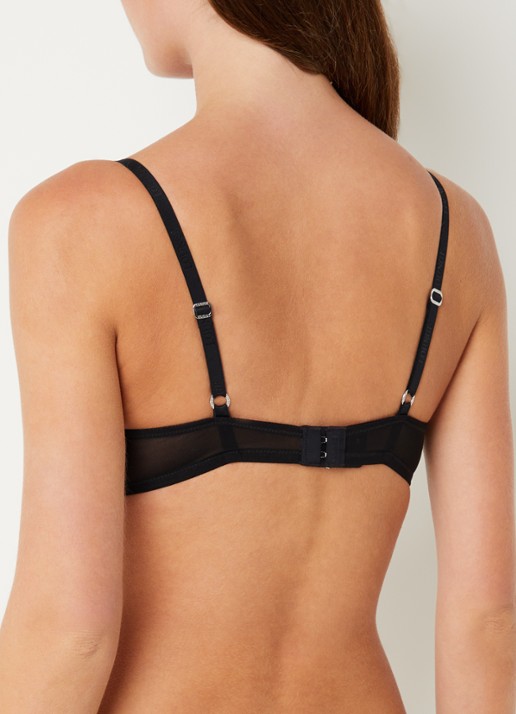 Lounge Voorgevormde T-shirt bh met mesh en borduring - achterkant 4 zwart