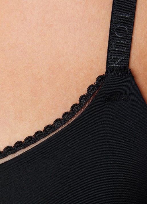 Lounge Voorgevormde T-shirt bh met mesh en borduring - detail zwart
