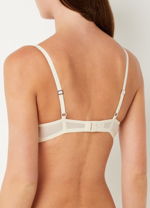 Lounge Voorgevormde T-shirt bh met mesh en borduring - achterkant creme