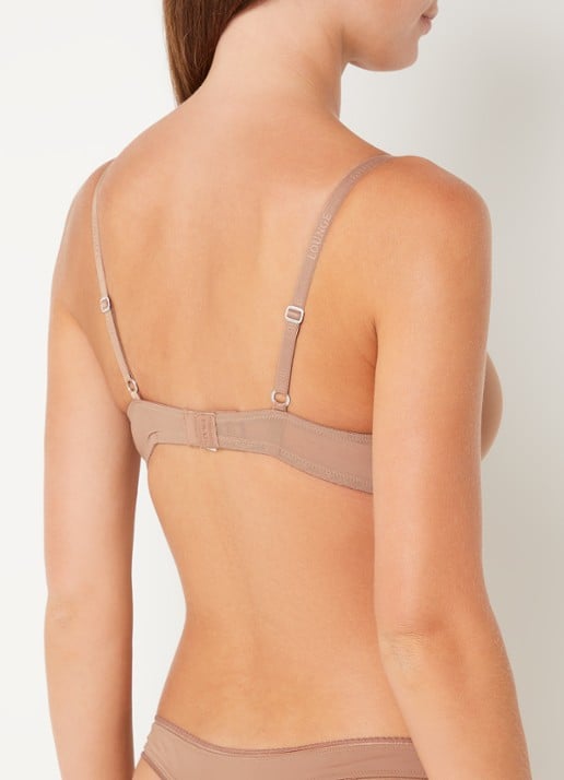 Lounge Voorgevormde T-shirt bh met mesh en borduring - achterkant lichtbruin