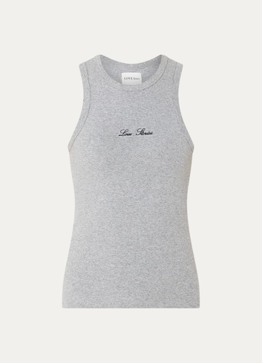 Love Stories Bella pyjama top met logo - voorkant grijsmele