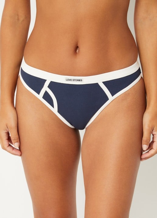 Love Stories Enith high waisted slip met logo - voorkant 2 donkerblauw