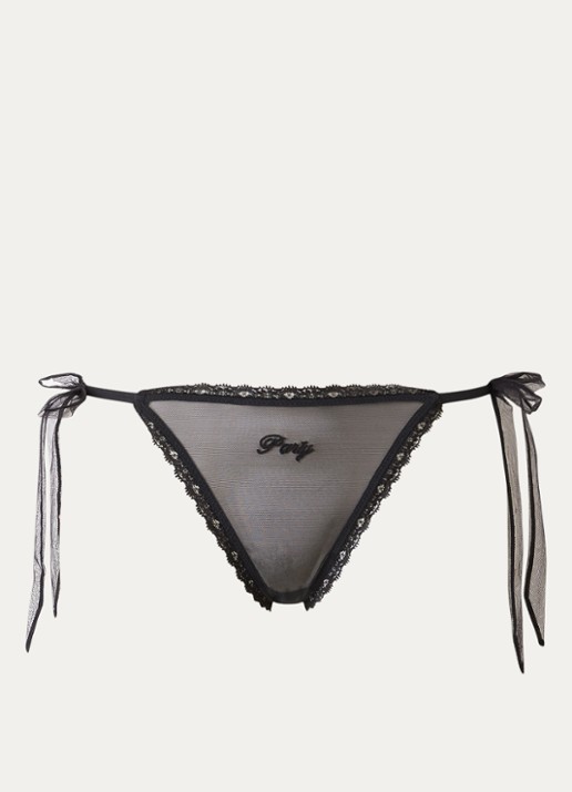 Love Stories Isabel slip van mesh  - voorkant zwart