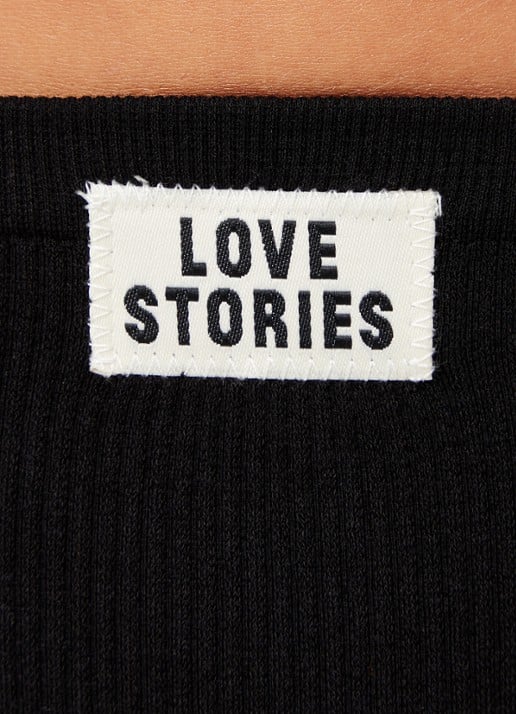 Love Stories Lima string met logo en ribstructuur - detail 5 zwart