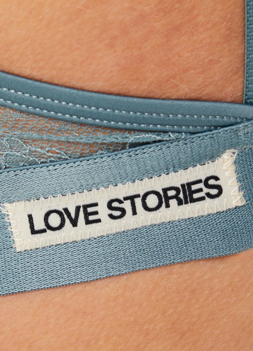 Love Stories Love Lace voorgevormde plunge bh met overlay van kant - detail 4 staalblauw