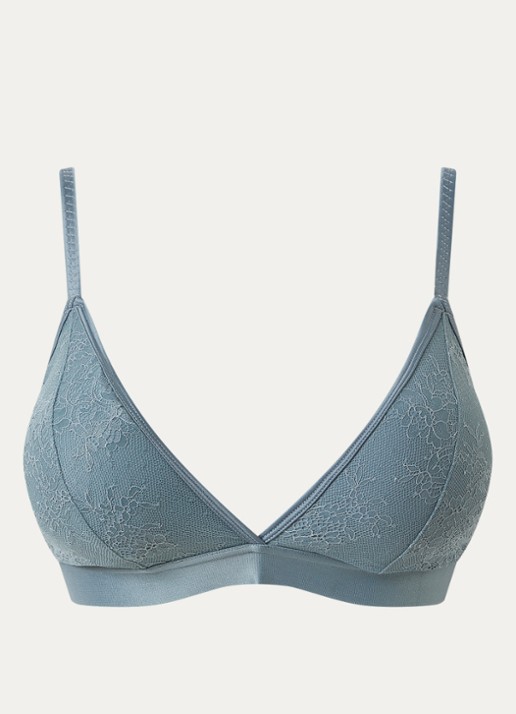 Love Stories Love Lace voorgevormde plunge bh met overlay van kant - voorkant staalblauw