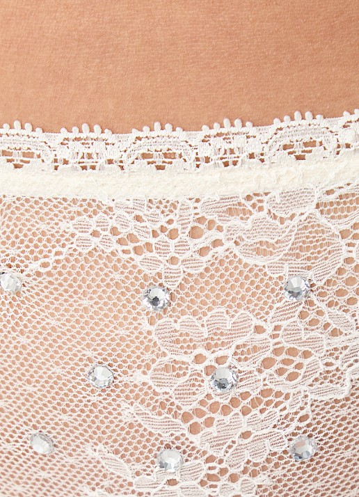 Love Stories Roomie string met kant en strass - detail 4 gebroken wit