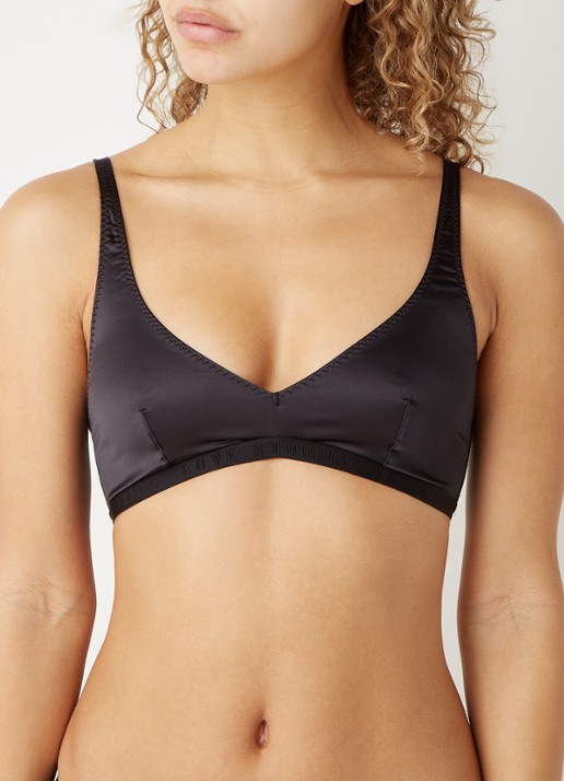 Love Stories Sugar bralette van satijn met logoband - detail zwart