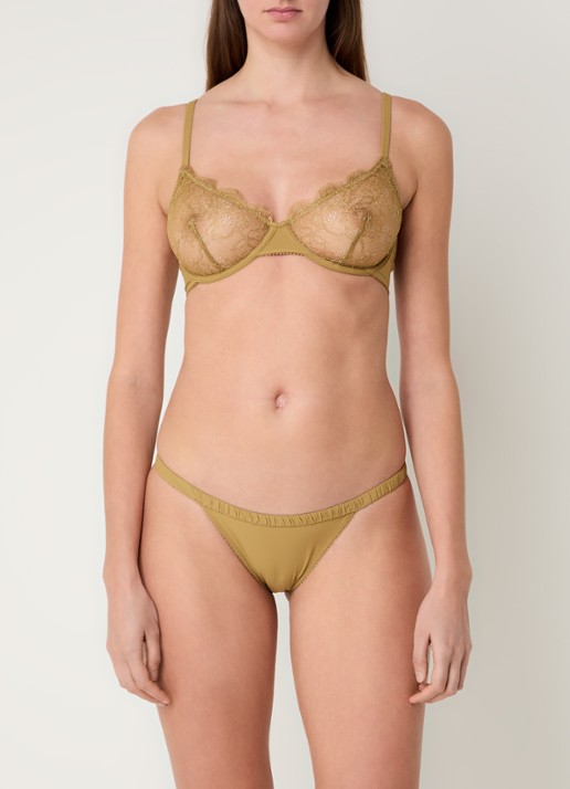 Love Stories Wilde Rose slip met kant en plooidetail - voorkant 2 brons