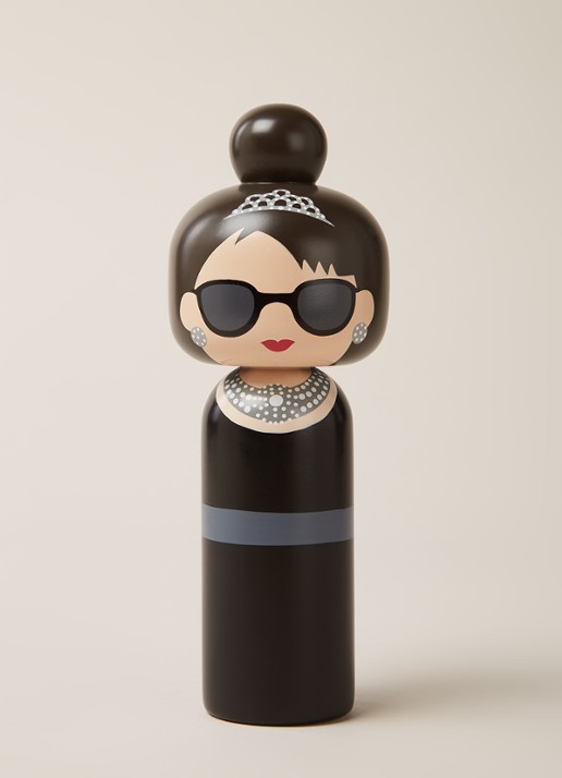 Lucie Kaas Audrey Kokeshi Doll 17 cm - voorkant 3 zwart