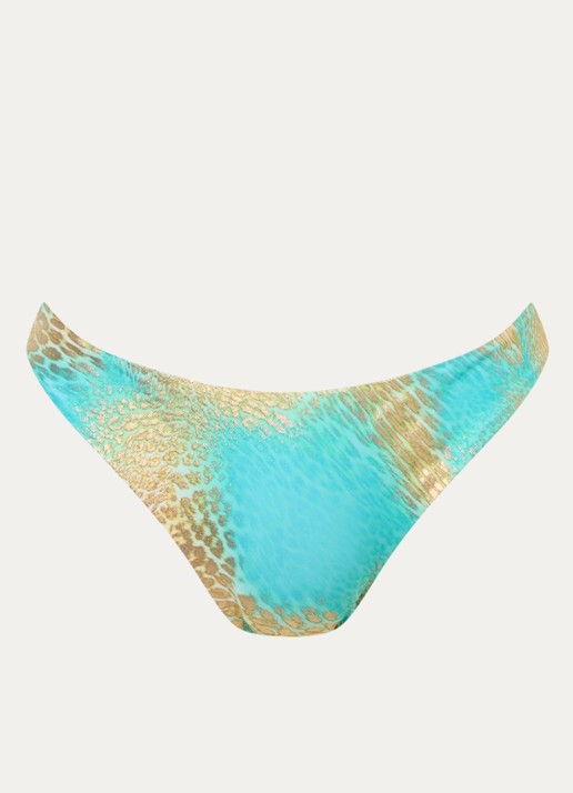 Luli Fama High waisted bikinislip met panterprint - voorkant 3 aquablauw