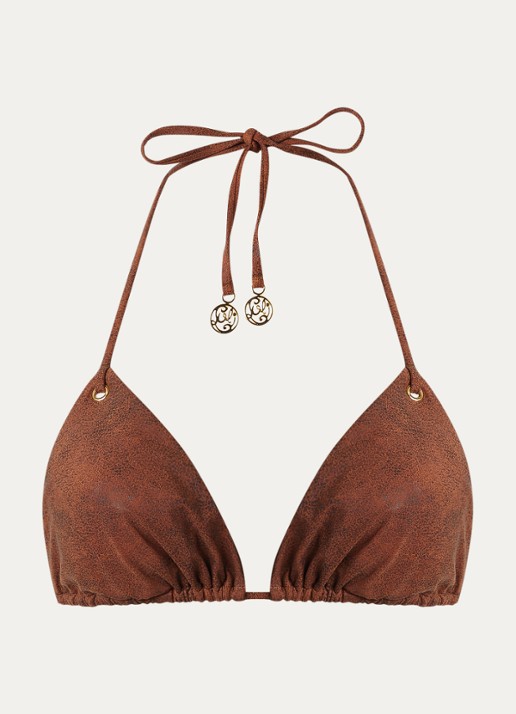 Luli Fama Triangel bikinitop met print  - voorkant 4 bruin