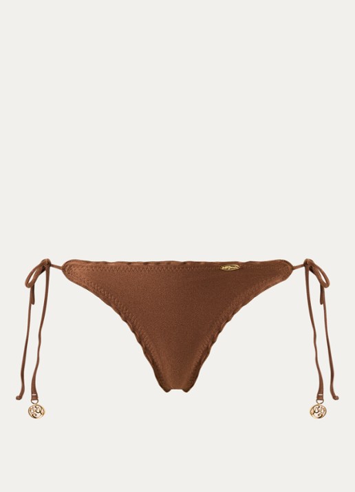 Luli Fama Wavey bikinislip met geknoopt detail - voorkant 2 bruin