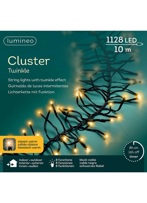 Lumineo Cluster Twinkle lichtslinger 10,5 meter - detail 3 zwart