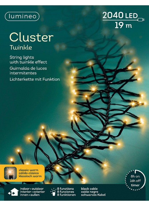 Lumineo Cluster Twinkle lichtslinger 19 meter - detail 5 zwart
