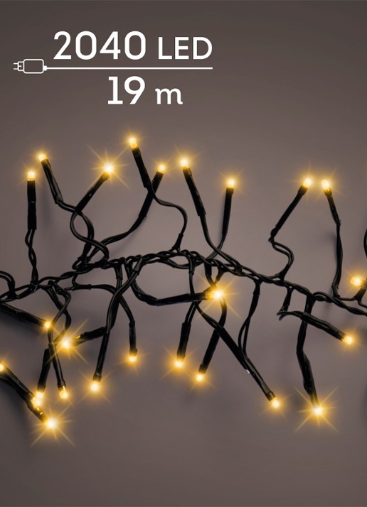 Lumineo Cluster Twinkle lichtslinger 19 meter - voorkant zwart