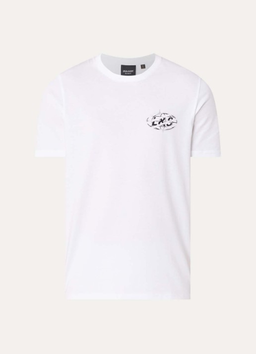 Lyle & Scott Chrome T-shirt met logo- en backprint - voorkant 3 wit