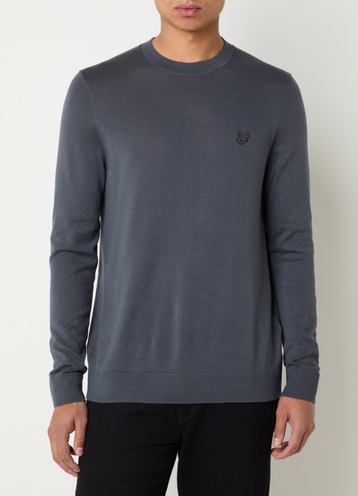 Lyle & Scott Fijngebreide pullover met logoborduring