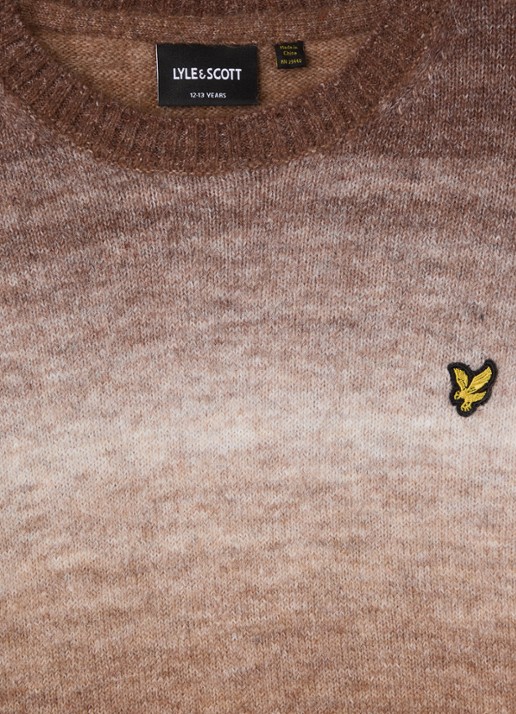 Lyle & Scott Fijngebreide trui in wolblend - detail 3 bruin