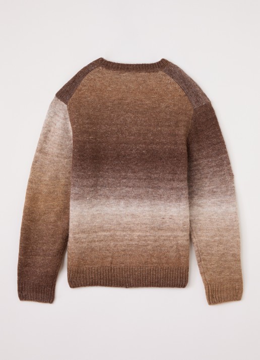 Lyle & Scott Fijngebreide trui in wolblend - voorkant 2 bruin